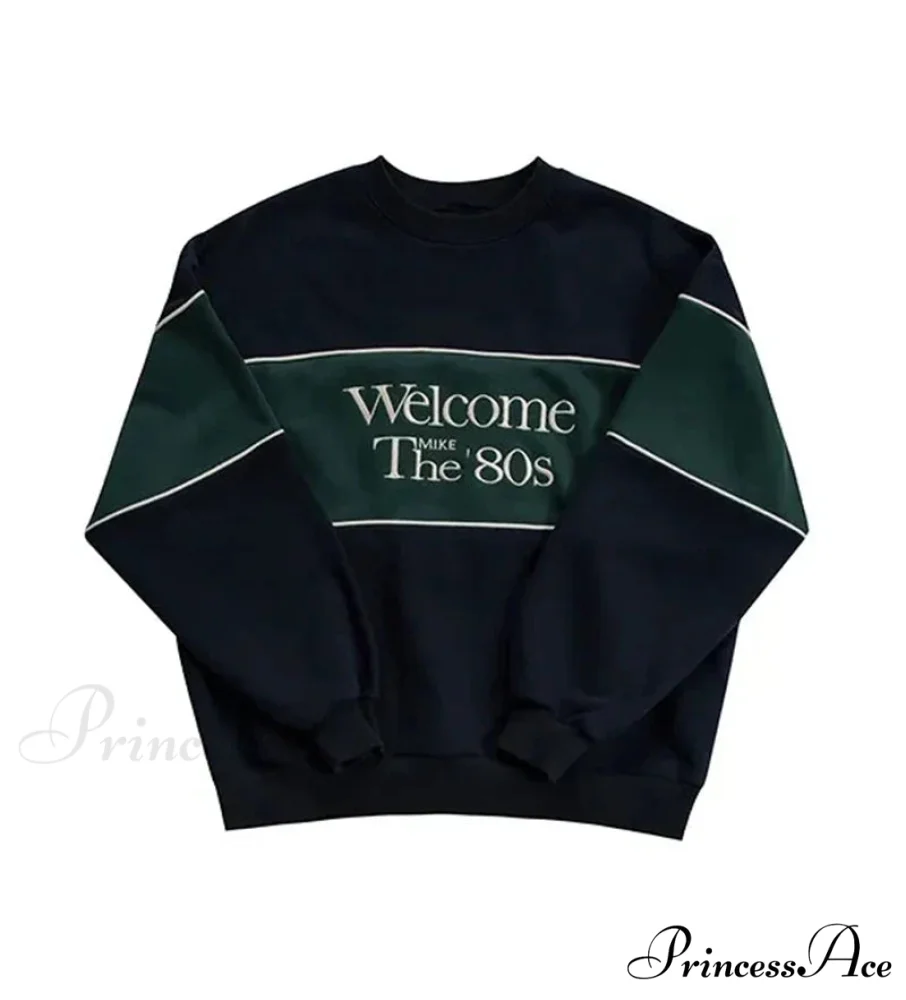 Blue Letter Stylish Print Sweatshirt - Image 7