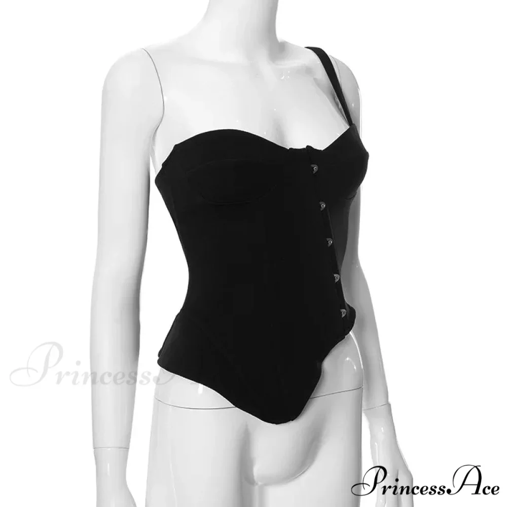 Black Asymetric Stylish Corset Top - Image 14