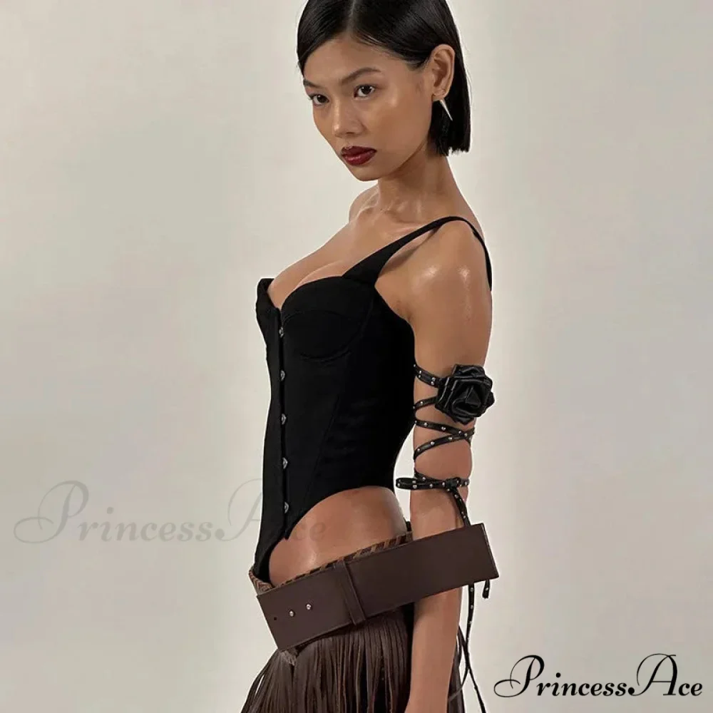Black Asymetric Stylish Corset Top - Image 3