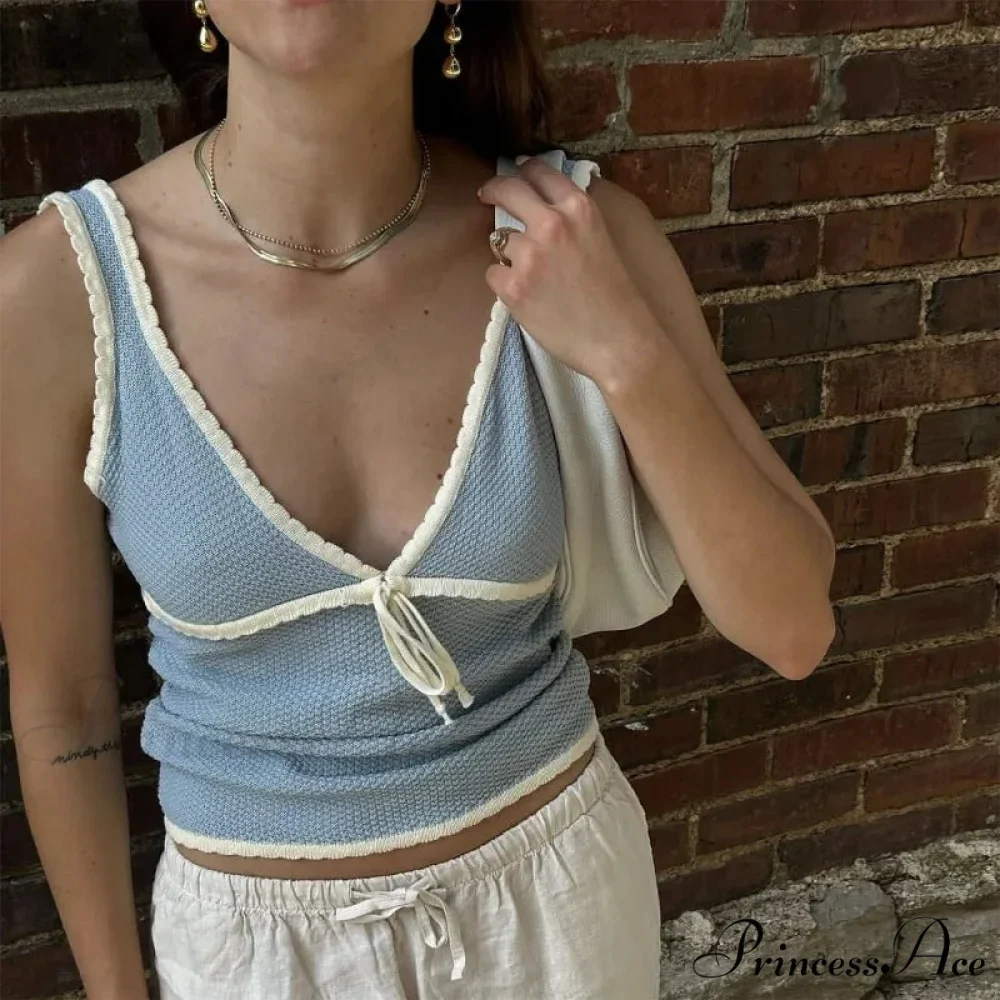 Deep V-Neck Stylish White Seam Top - Image 20