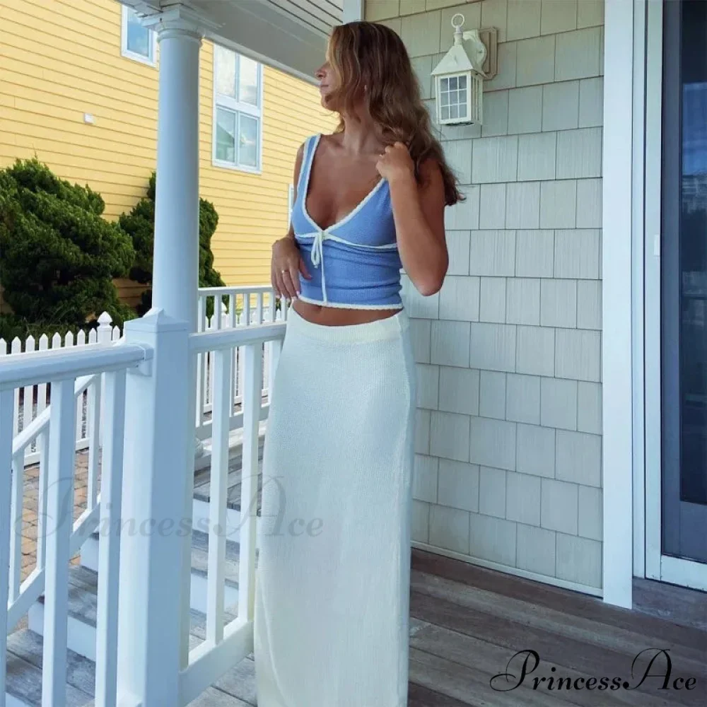 Deep V-Neck Stylish White Seam Top - Image 25