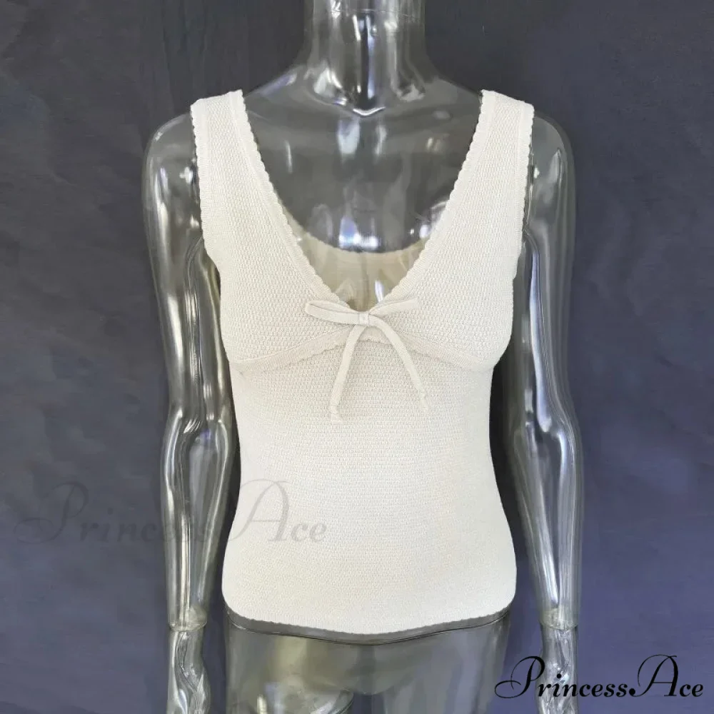 Deep V-Neck Stylish White Seam Top - Image 28