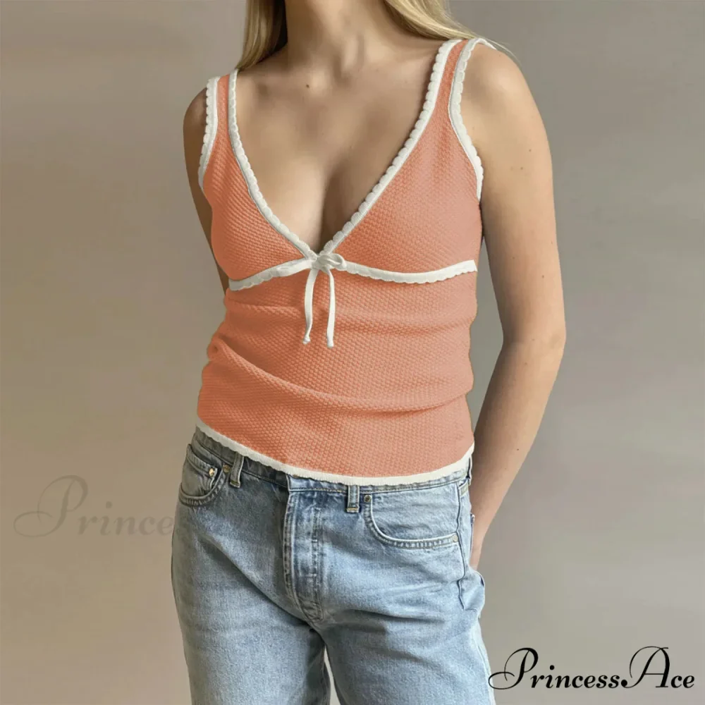 Deep V-Neck Stylish White Seam Top - Image 4