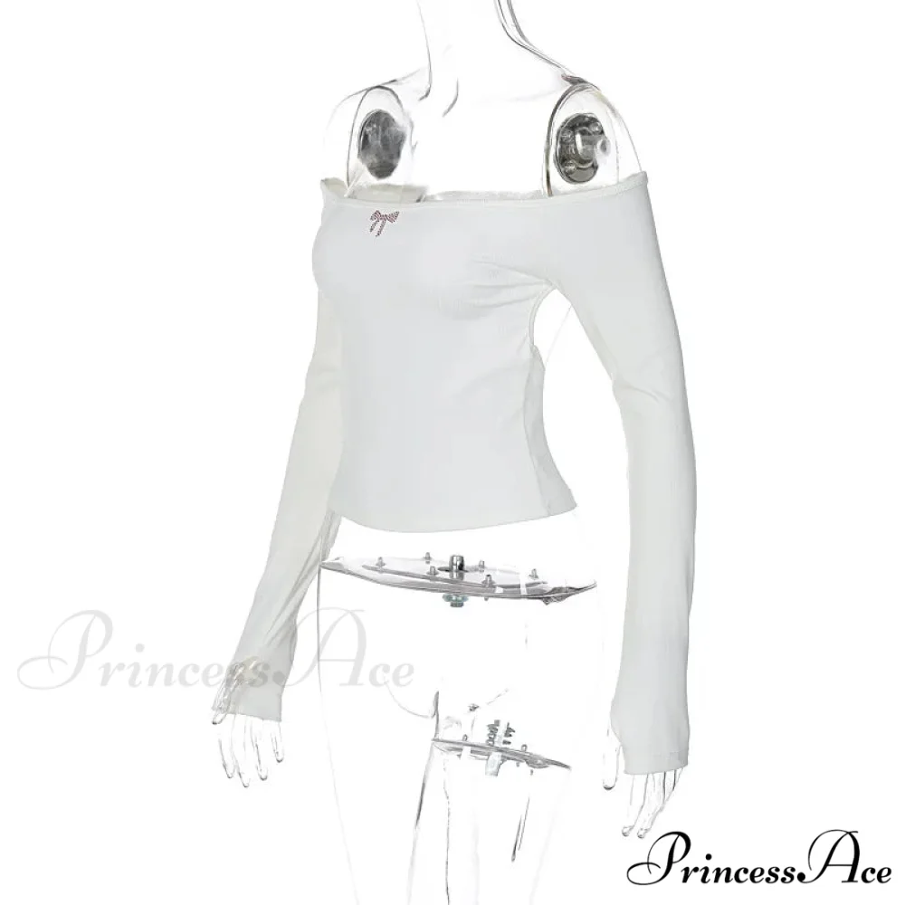 Off-shoulder Long Sleeve Charming Backless Bow Crop Top - Image 15