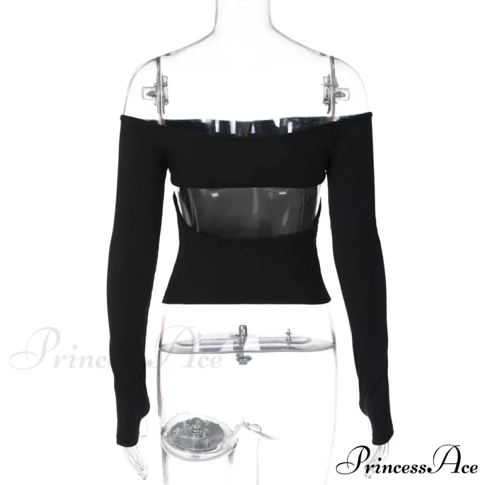 Off-shoulder Long Sleeve Charming Backless Bow Crop Top - Image 18