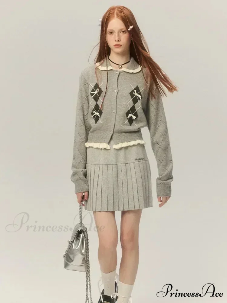 Argyle Collar Stylish Buttoned Knitted Cardigan - Image 7
