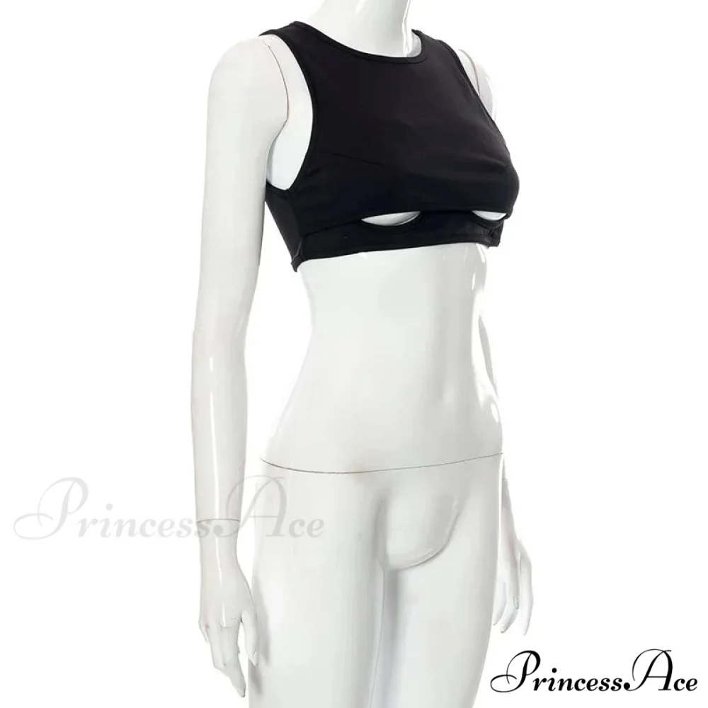 Black Under-cut Stylish Crop Top - Image 15