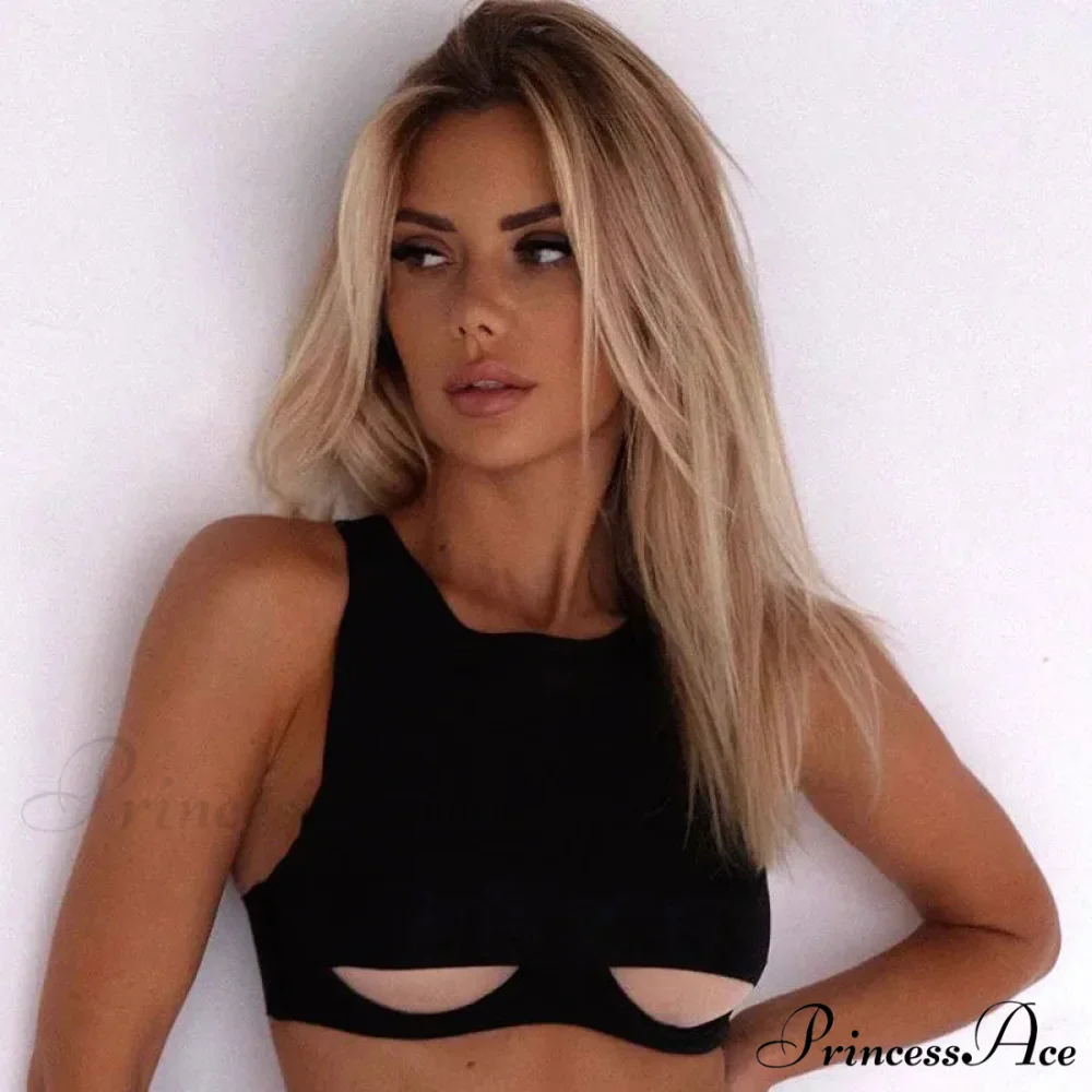 Black Under-cut Stylish Crop Top - Image 2