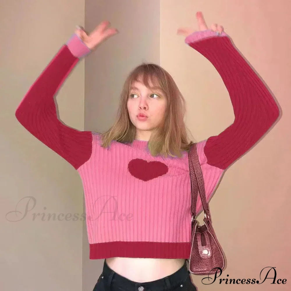 Heart Shape Long Charming Sleeve Knitted Top - Image 2