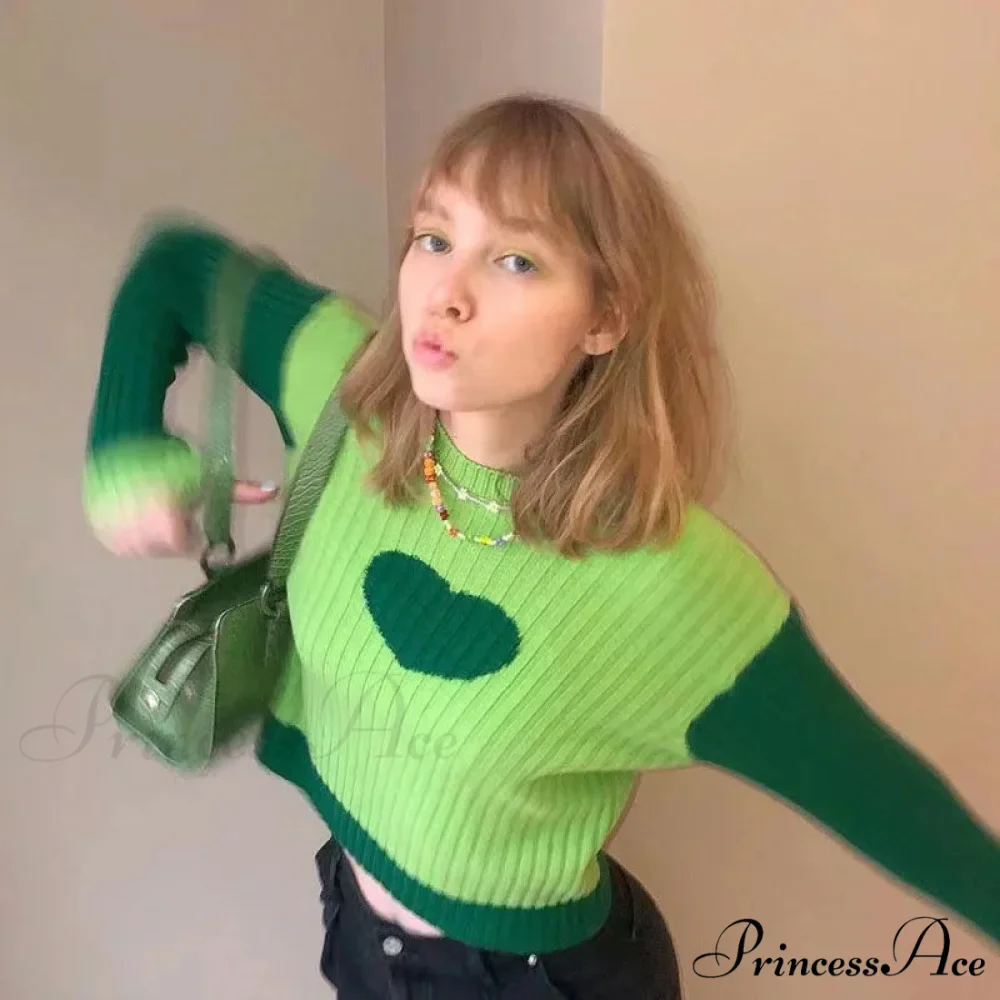 Heart Shape Long Charming Sleeve Knitted Top - Image 3