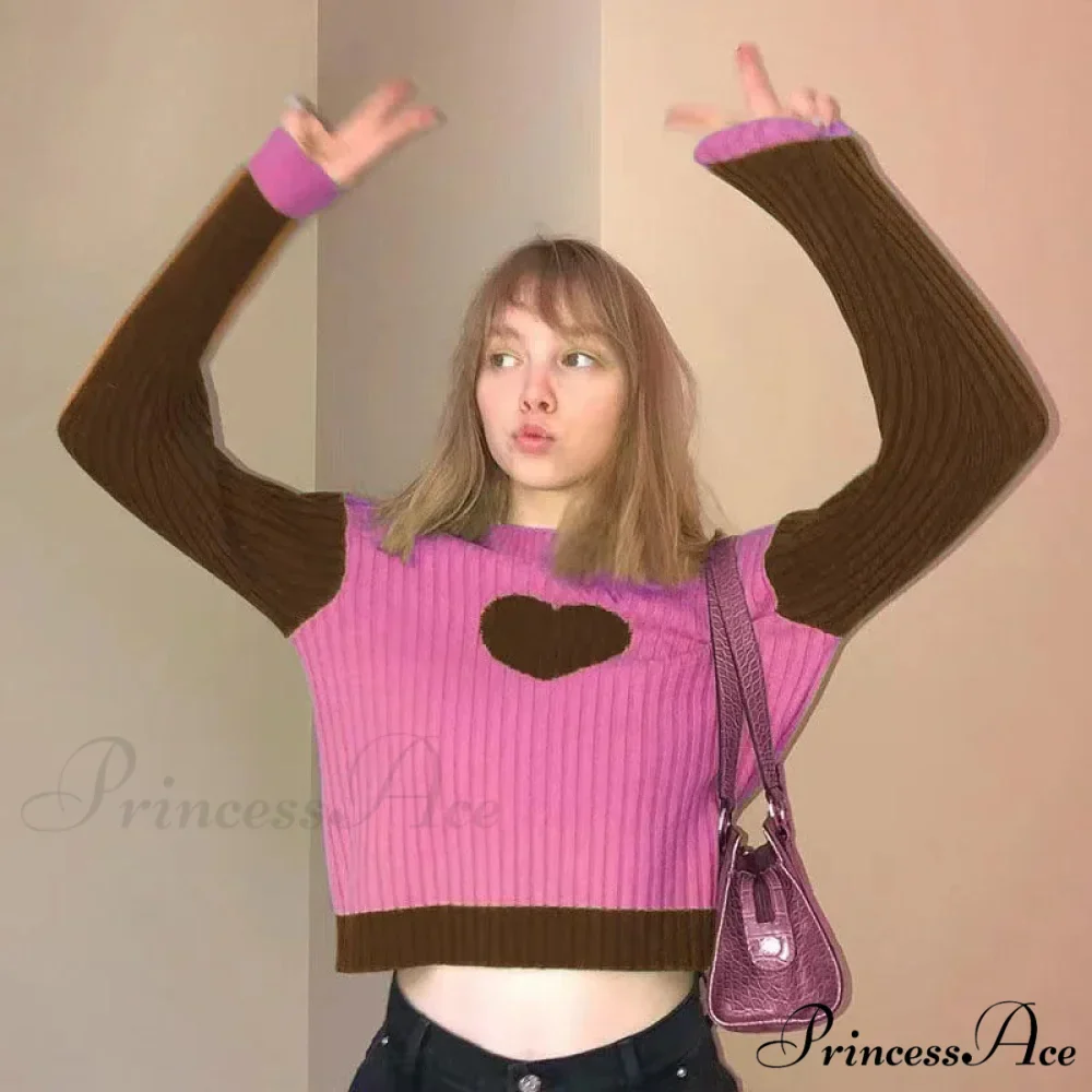 Heart Shape Long Charming Sleeve Knitted Top - Image 4