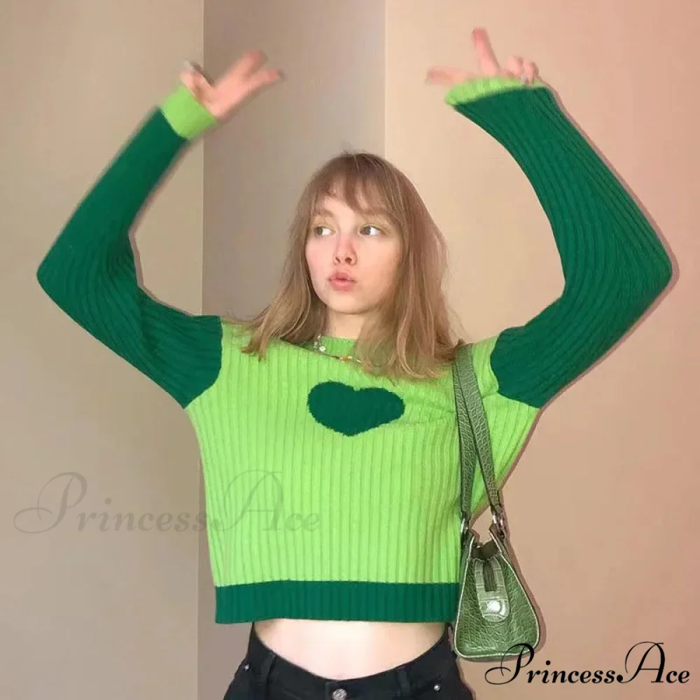 Heart Shape Long Charming Sleeve Knitted Top - Image 7