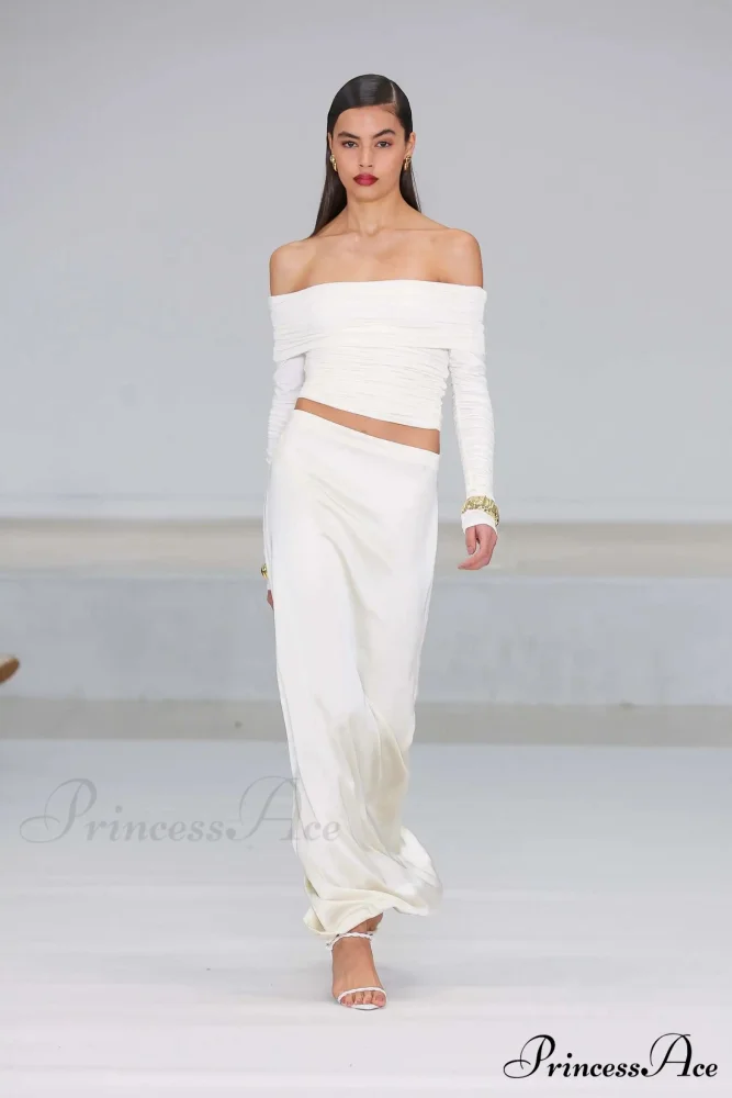 Ruched Off-Shoulder Stylish Long Sleeve Top - Image 12