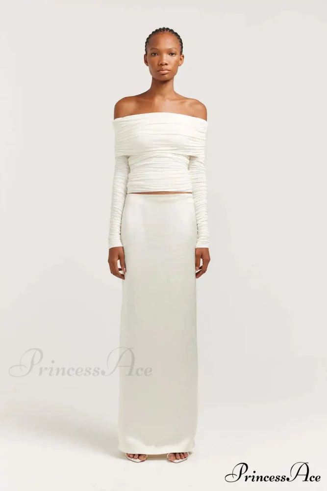 Ruched Off-Shoulder Stylish Long Sleeve Top - Image 14