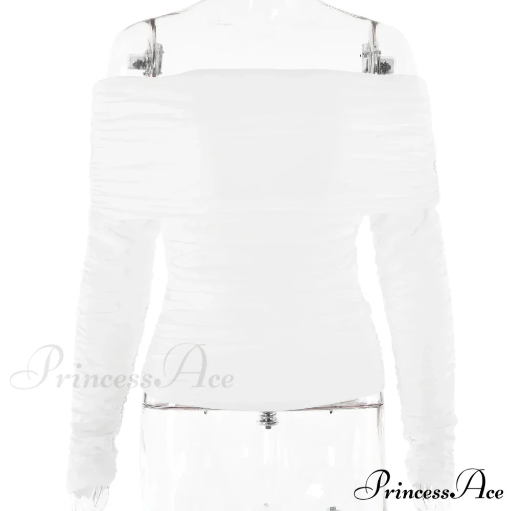 Ruched Off-Shoulder Stylish Long Sleeve Top - Image 3