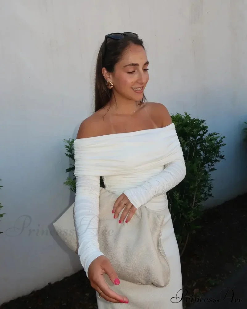 Ruched Off-Shoulder Stylish Long Sleeve Top - Image 7