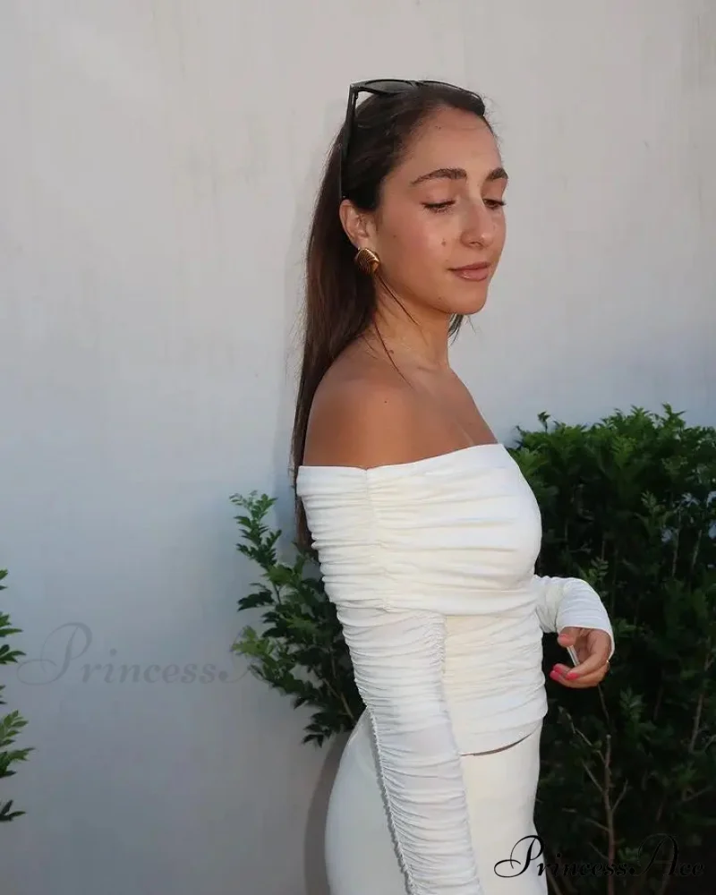 Ruched Off-Shoulder Stylish Long Sleeve Top - Image 8