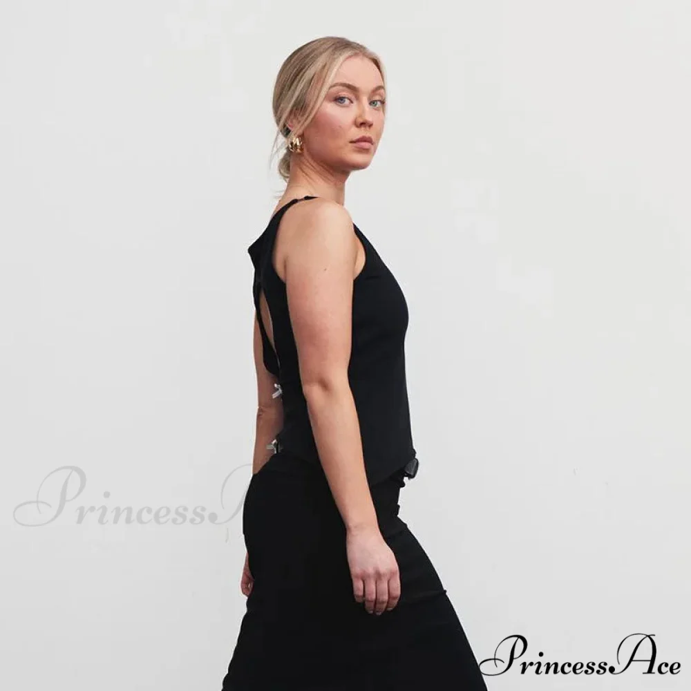 Black Hollow Out Charming Bow Tank Top - Image 8