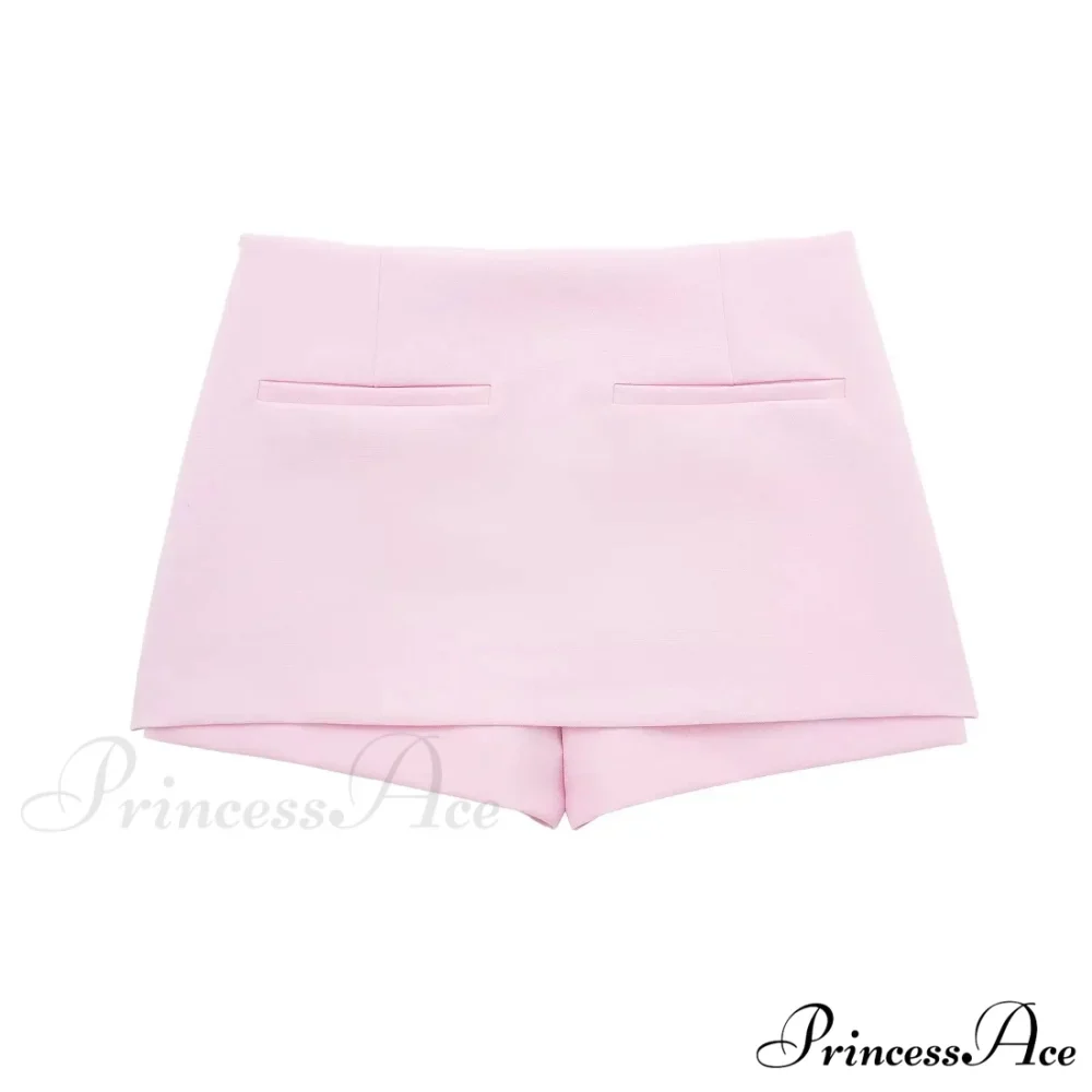 Pink Halter Sleeveless Charming Top And Skort Set - Image 10