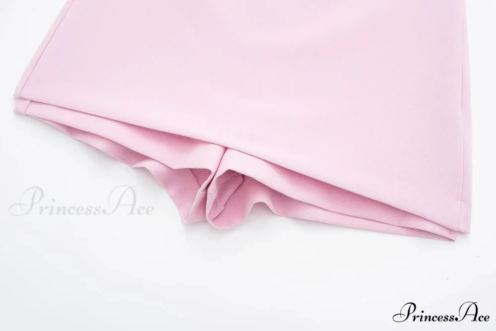 Pink Halter Sleeveless Charming Top And Skort Set - Image 11