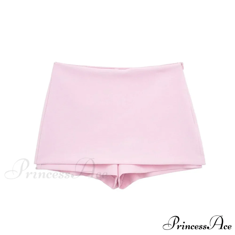 Pink Halter Sleeveless Charming Top And Skort Set - Image 5