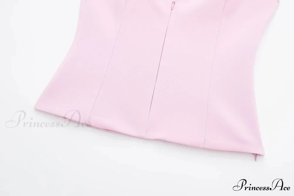 Pink Halter Sleeveless Charming Top And Skort Set - Image 9