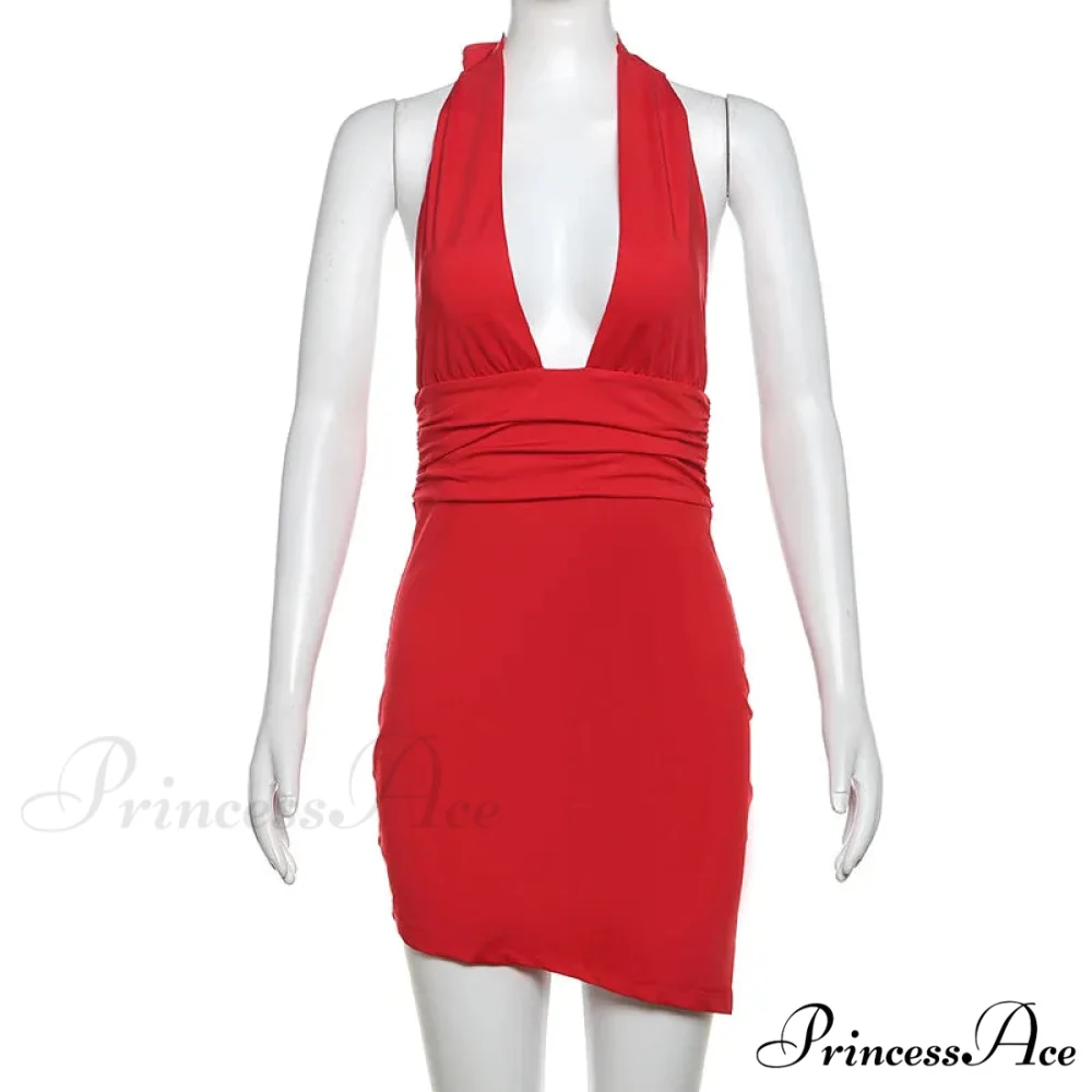 Deep V-Neck Bandage Charming Backless Mini Dress - Image 16