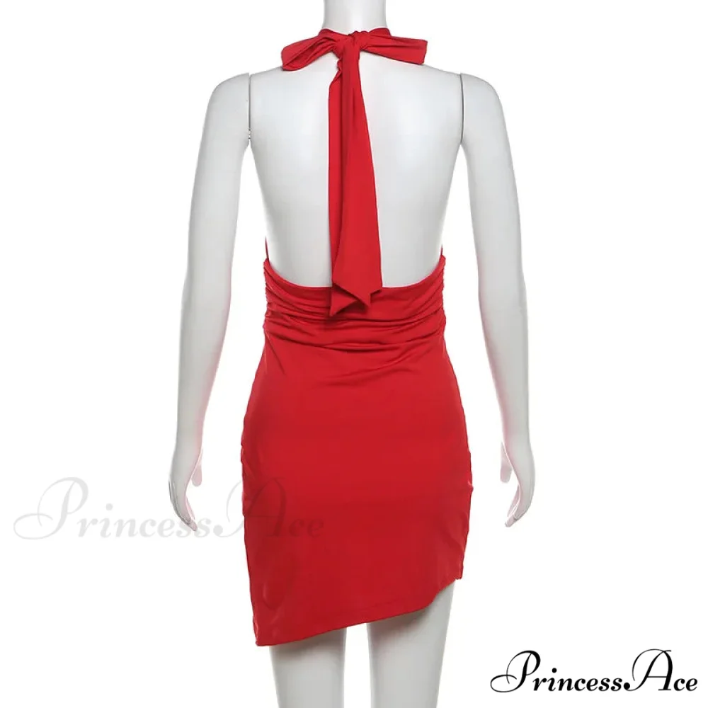 Deep V-Neck Bandage Charming Backless Mini Dress - Image 18