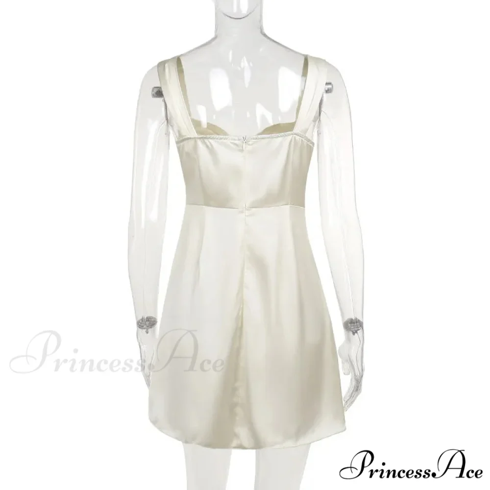 Satin Ruched Tie Charming Up Strap Mini Dress - Image 16