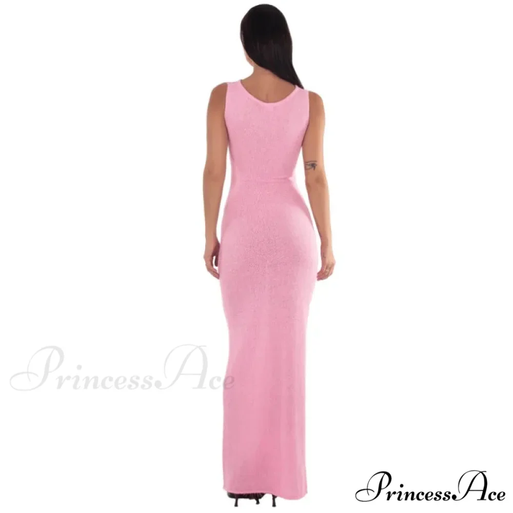 Ribbed Knit Bandeau Charming Sleeveless Midi Dress - Image 12