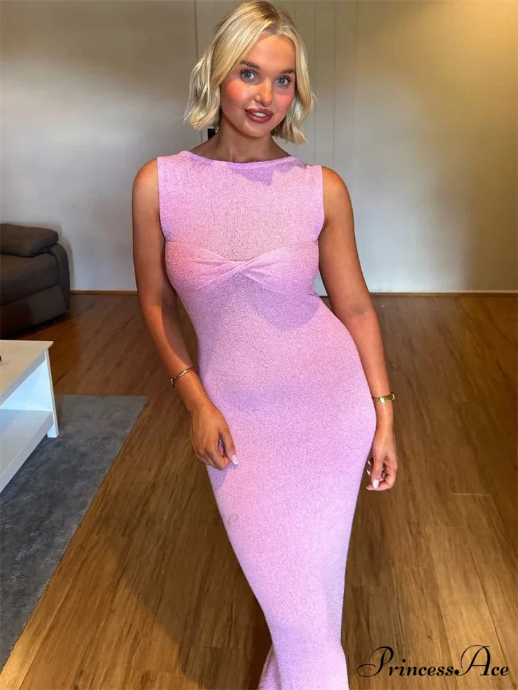 Ribbed Knit Bandeau Charming Sleeveless Midi Dress - Image 17