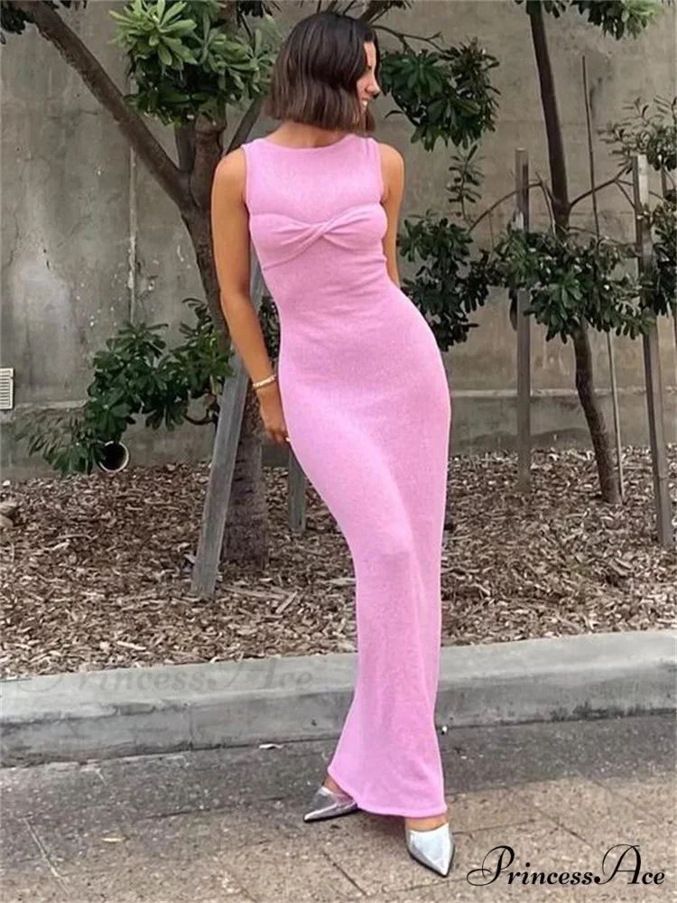 Ribbed Knit Bandeau Charming Sleeveless Midi Dress - Image 2