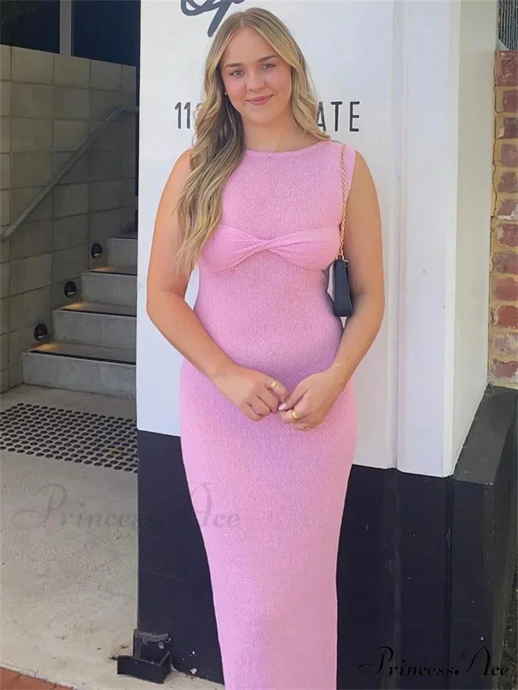 Ribbed Knit Bandeau Charming Sleeveless Midi Dress - Image 3