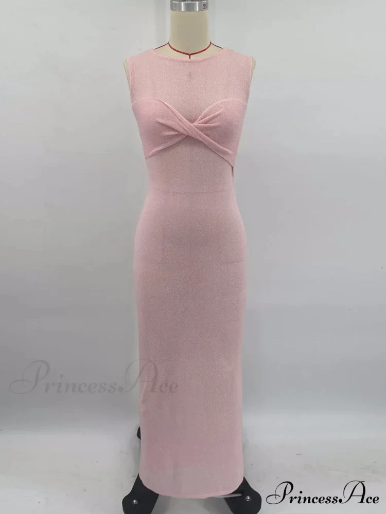 Ribbed Knit Bandeau Charming Sleeveless Midi Dress - Image 5