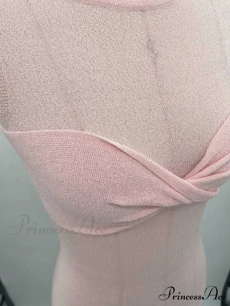 Ribbed Knit Bandeau Charming Sleeveless Midi Dress - Image 6