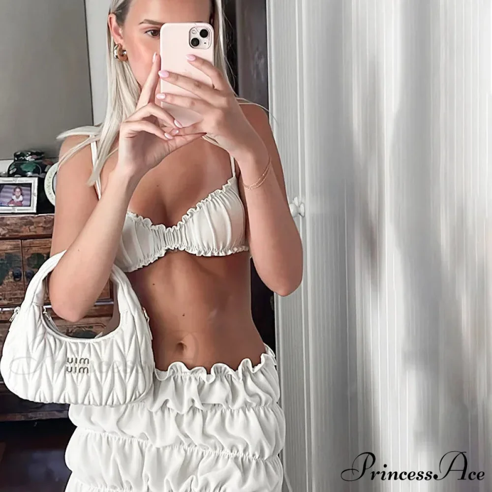 Ruched Bralette And Charming Mini Skirt Set - Image 10