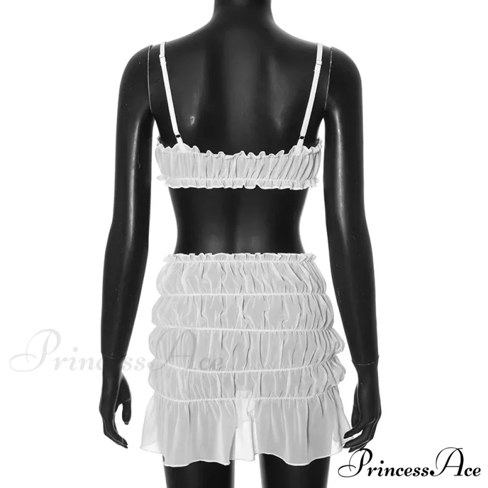 Ruched Bralette And Charming Mini Skirt Set - Image 15
