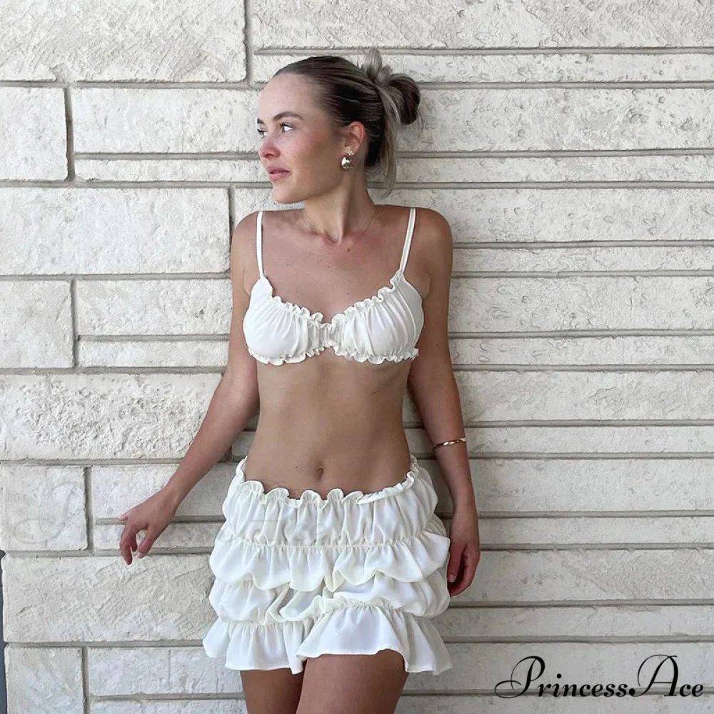 Ruched Bralette And Charming Mini Skirt Set - Image 6