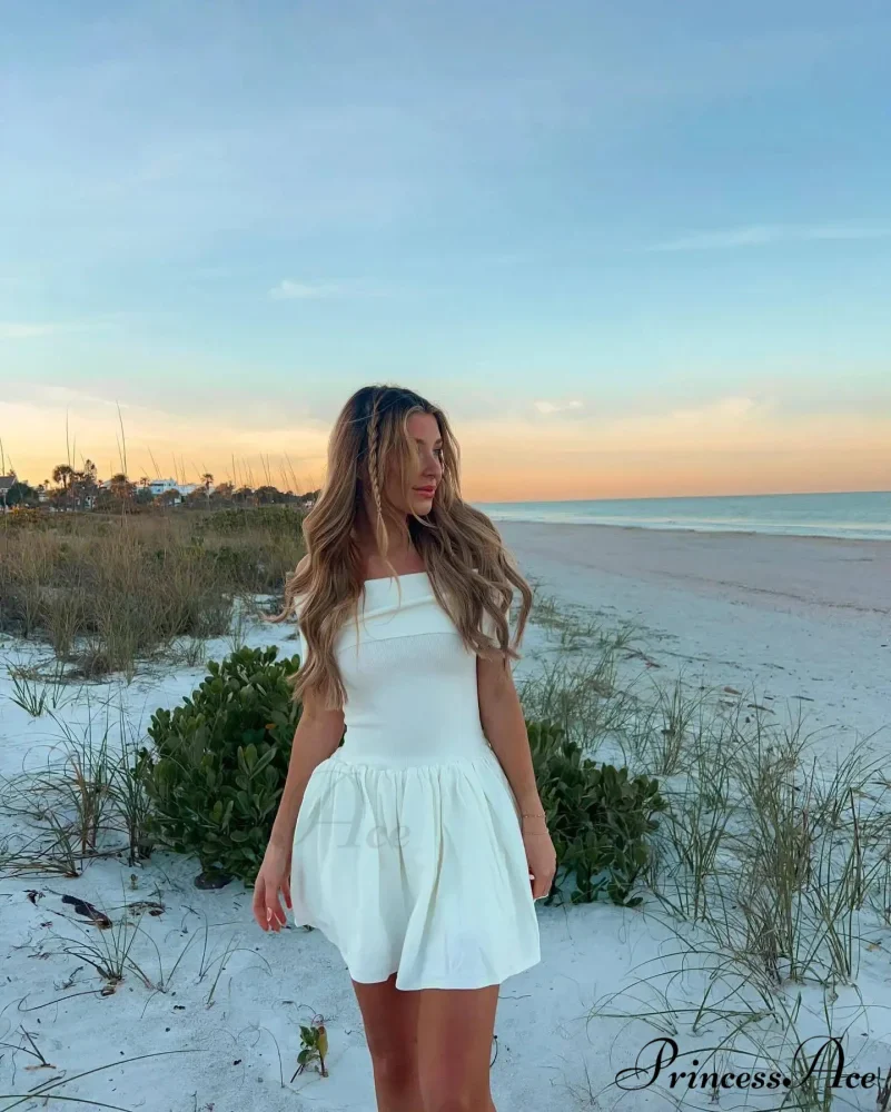 Off Shoulder Stylish Pleated Mini Dress - Image 17