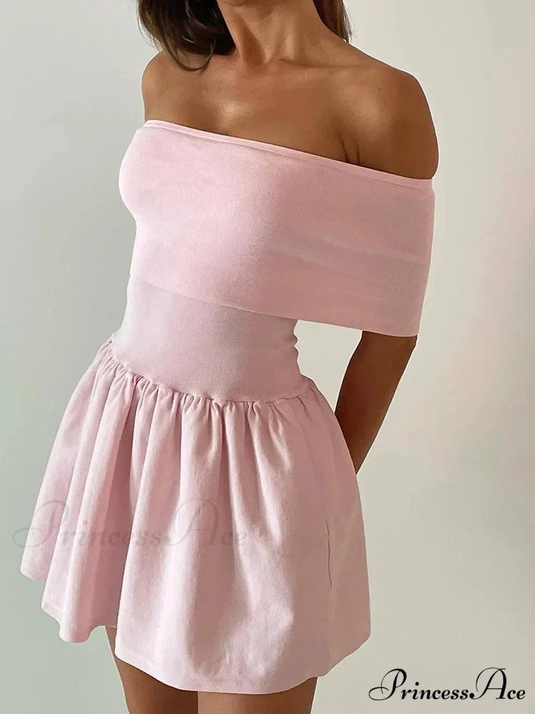 Off Shoulder Stylish Pleated Mini Dress - Image 2