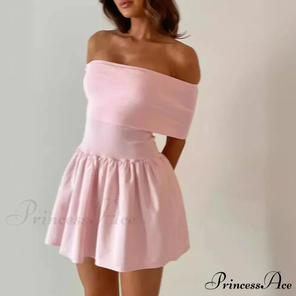 Off Shoulder Stylish Pleated Mini Dress - Image 4