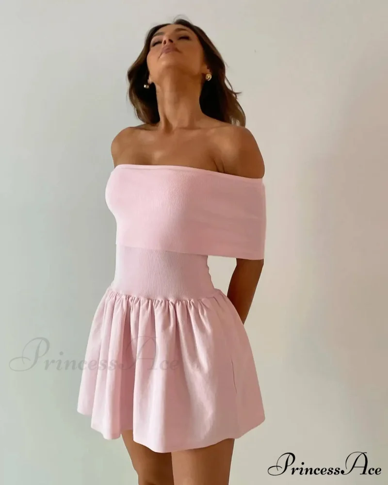 Off Shoulder Stylish Pleated Mini Dress - Image 7