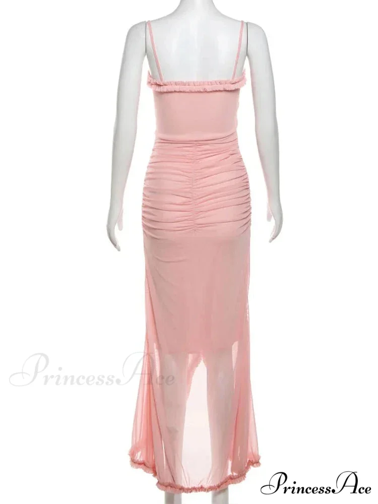 Hollow Out Ruffles Charming Strap Midi Dress - Image 8