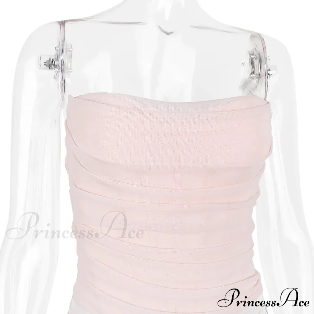 Pink Mesh Stylish Tube Corset Top - Image 10