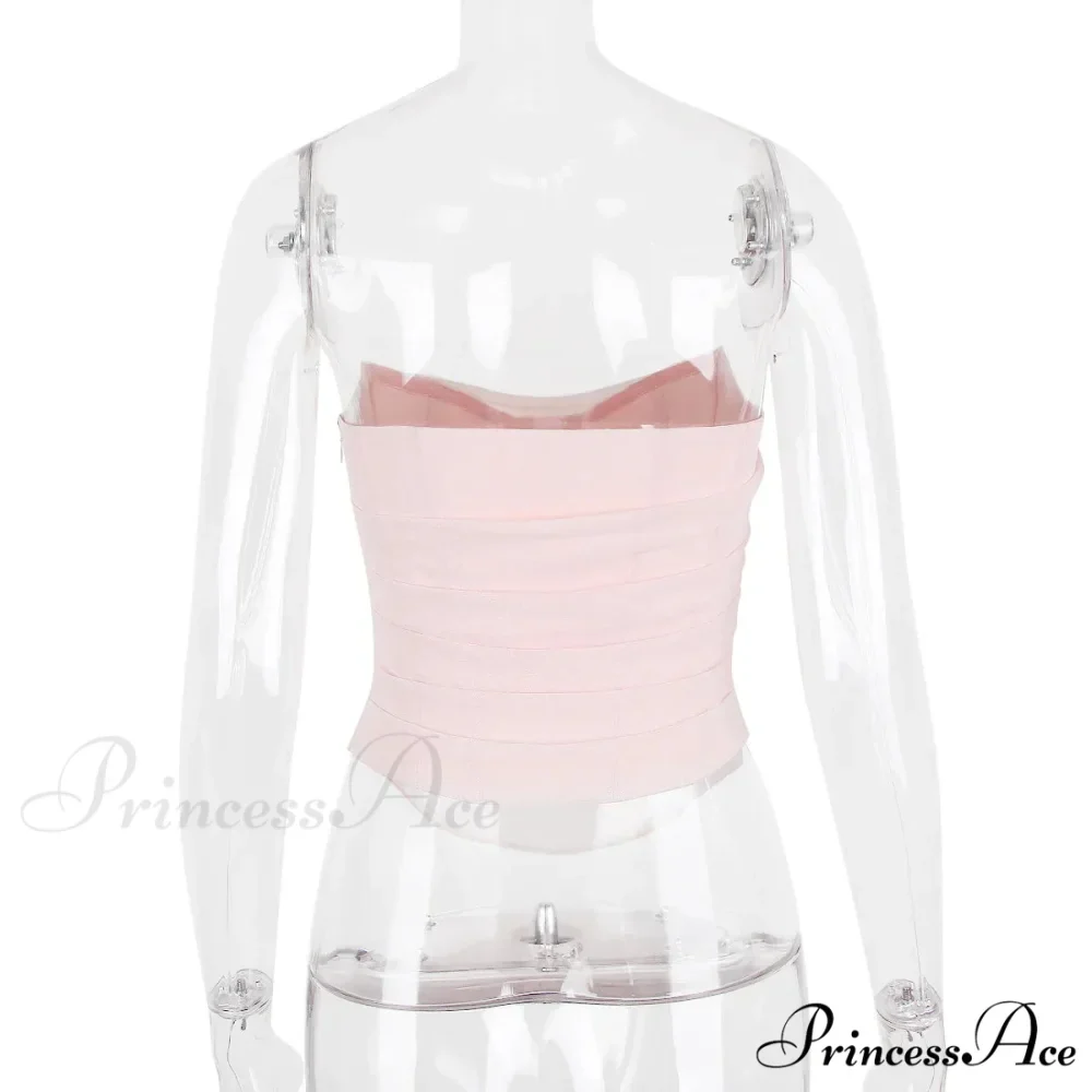 Pink Mesh Stylish Tube Corset Top - Image 11