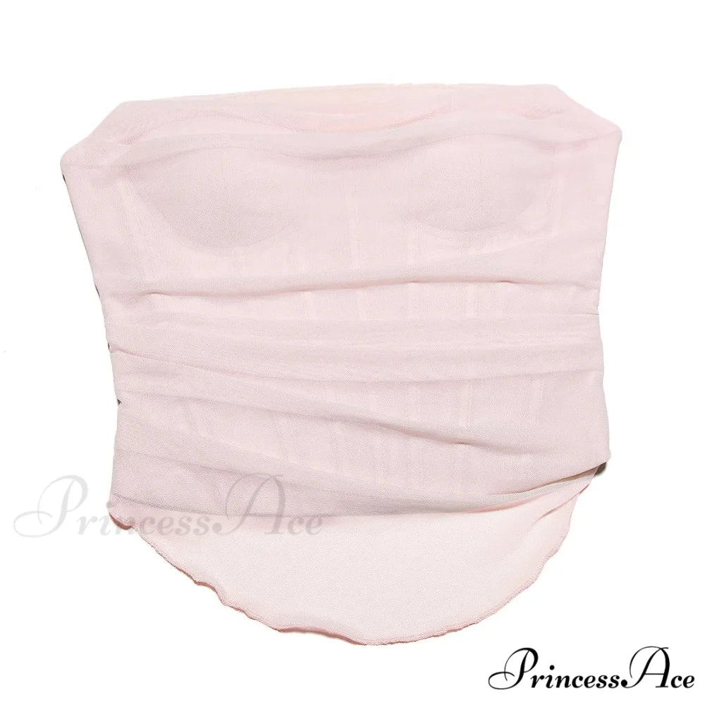 Pink Mesh Stylish Tube Corset Top - Image 12