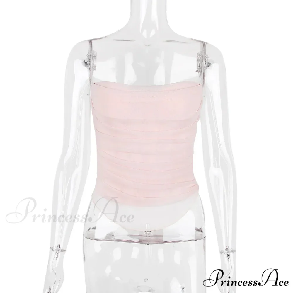 Pink Mesh Stylish Tube Corset Top - Image 8