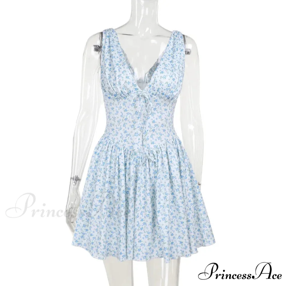 Floral V-neck Stylish Flare Mini Dress - Image 6