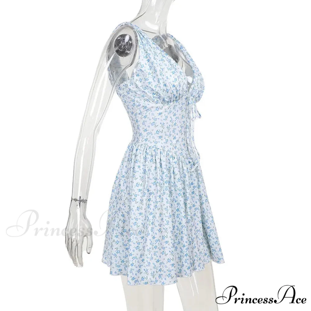 Floral V-neck Stylish Flare Mini Dress - Image 7