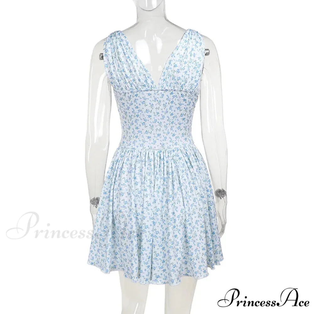 Floral V-neck Stylish Flare Mini Dress - Image 8